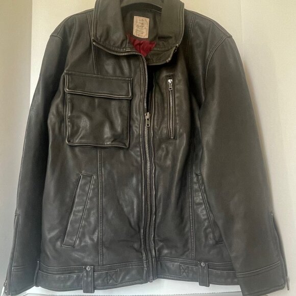 Free People Buckle Up Vegan Leather Moto Jacket Black Oversized Zip - Picture 14 of 14